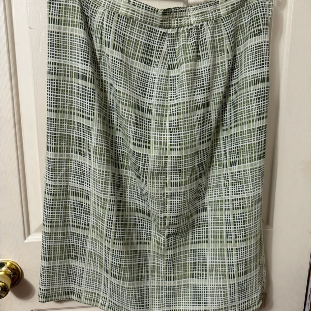 Sag Harbor A-Line Skirt with Green and White Plaid